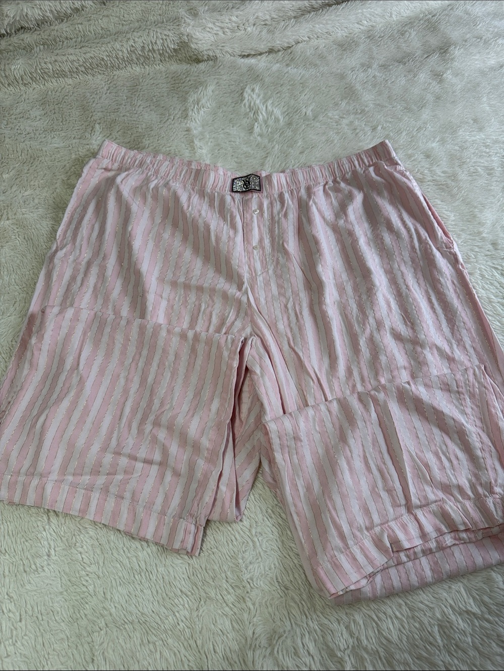 Victoria's Secret Pink White Striped Cotton Lounge Shorts
